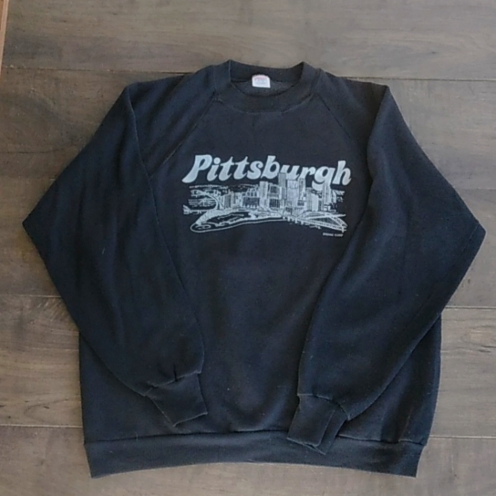 VTG 90S 50/50 PITTSBURGH SKYLINE USA MADE SWEATSHIRT XL